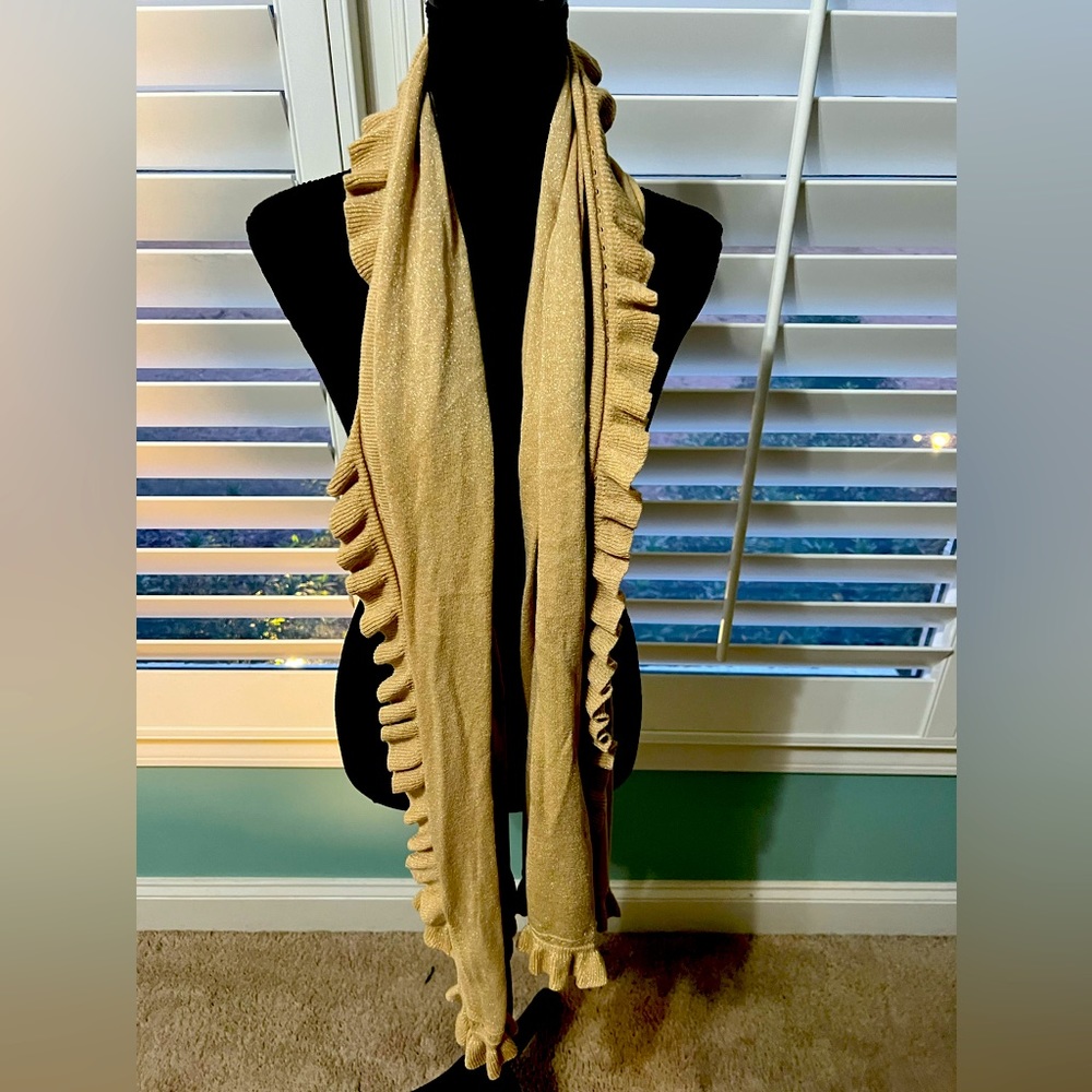 LILLY PULITZER Metallic Gold Scarf / Shawl with Ruffle detail  - ONE SIZE